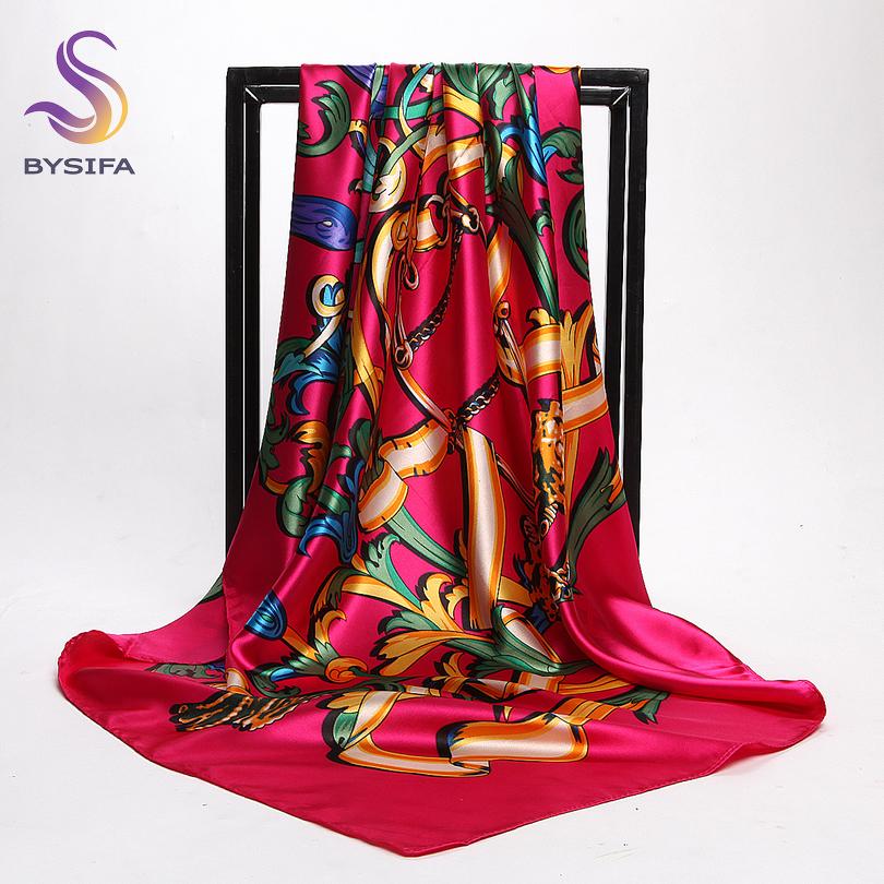 [BYSIFA] China Style Blue White Silk Scarf Cape  New Design Ladies Muslim Head Scarf Printed Fashion Accessories Satin Scarf