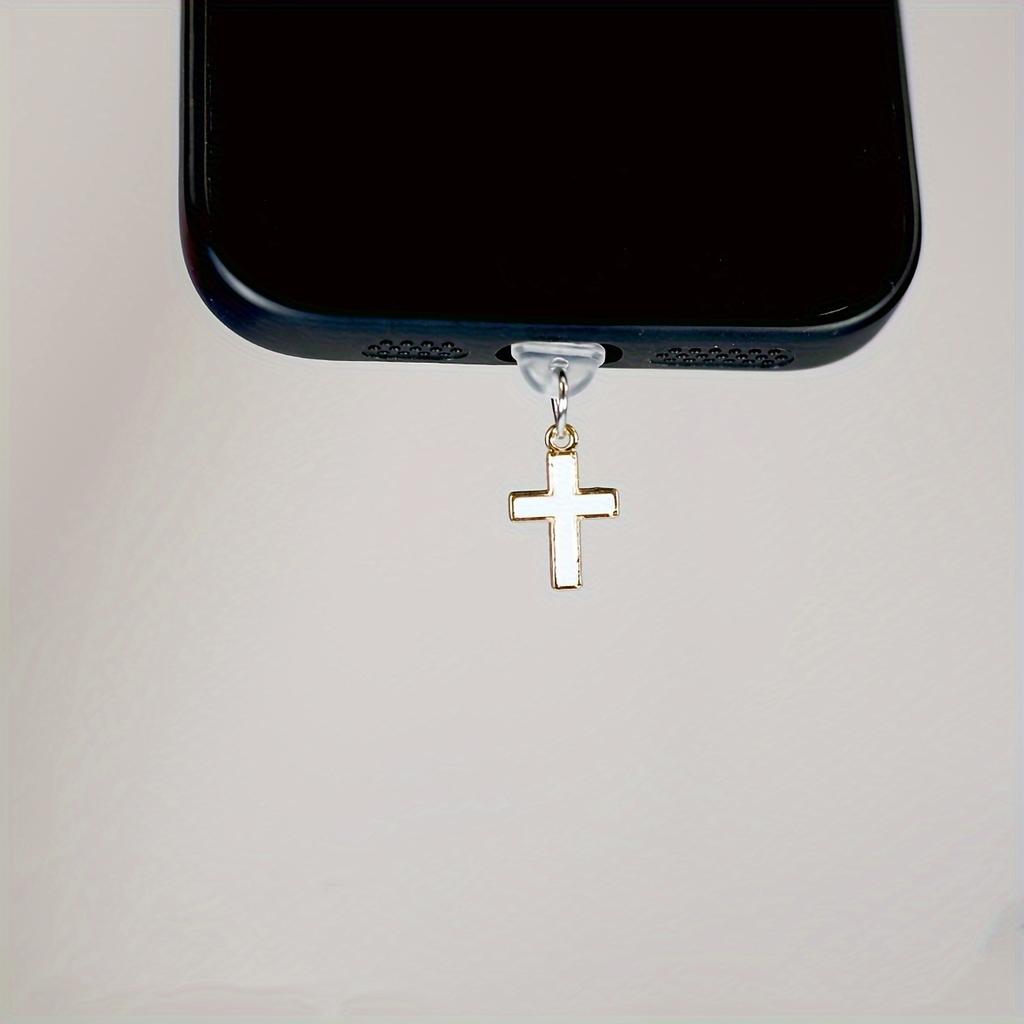 Подвеска-колпачок для мобильного телефона Cross Mobile Phone Dust Plug Alloy Pendant Black and White DIY Pendant Accessories