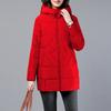 Warm Coat Women's Autumn and Winter Hooded Medium-length Loose Thickened Windproof Jacket Comfortable Solid Color High Collar Jacket