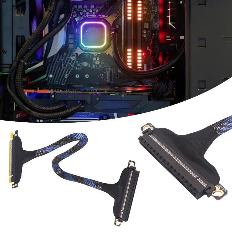 Гибкий удлинительный кабель PCIe 5.0 X16 для видеокарты и устройств PCIe с серебряным покрытием, 1 шт., литье под давлением