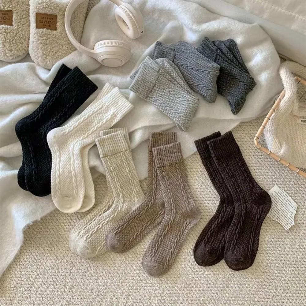 New Vintage Winter Socks Thickened Breathable Floor Socks Warm Soft Stacked Sock for Women