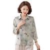 Stylish Autumn Lapel Shirt for Middle-Aged Women - Three-Quarter Sleeve