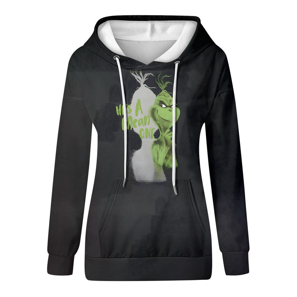 Женская модная повседневная толстовка с длинным рукавом и рождественским принтом