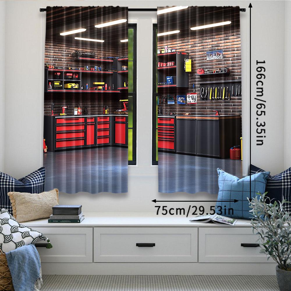 2 шт. Современная штора для гаража Инструменты для ремонта интерьера Ящик для инструментов Полка для инструментов Штора для тематической вечеринки механика Декор