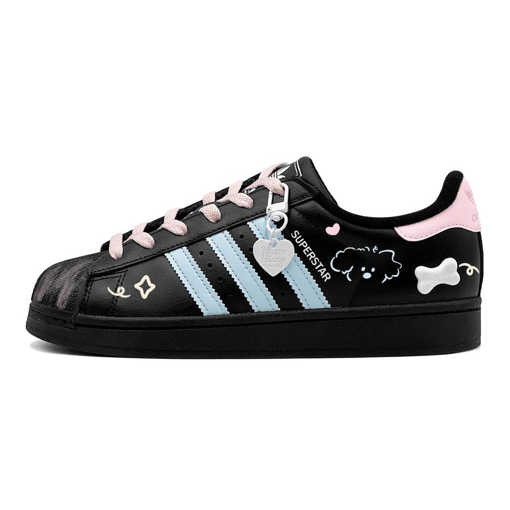 adidas Originals Superstar 2 Специальная коробка для обуви, Романтичное оформление, Милый щенок, Низкие кеды для скейтборда, Унисекс, Синий Розовый JI0079(TeamS1-S-BOX)