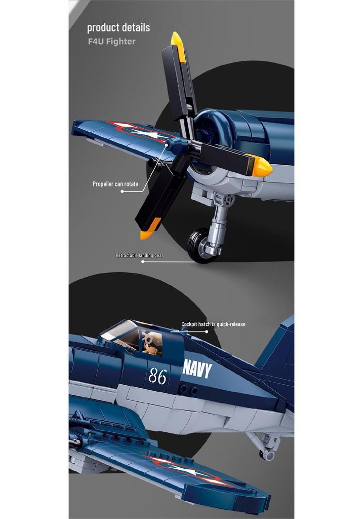 Конструктор Модель Игрушка Истребитель F4U-1 Corsair Xiao Luban B1109