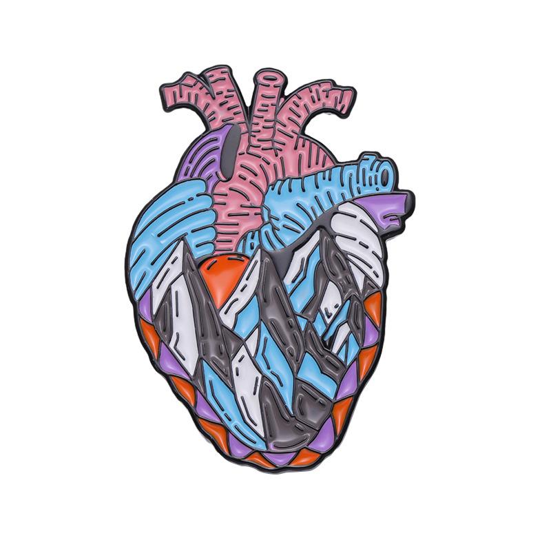 Creative Medical Organs Enamel Brooch Brain Lung Heart Chest Uterus Flower Wave Mechanical Heart Metal Badge Lapel Pins Jewelry