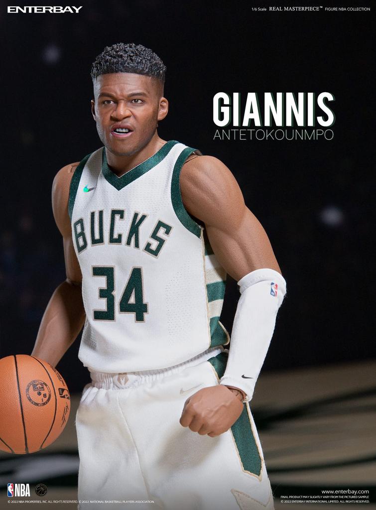 Real Masterpiece NBA Collection Giannis Antetokounmpo Collectible Figure White Large 653407 1/6