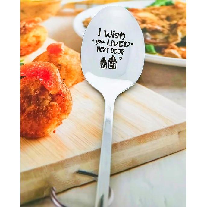 I You Lived Next Door Gifts Spoon for BFF Best Friend Long Distance Friendship Gifts for Women Men Friends Moving Going Away Gift for Friend