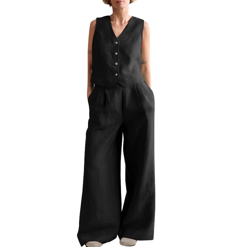 ZANZEA Женская блузка без рукавов и брюки, повседневные комплекты из двух предметов