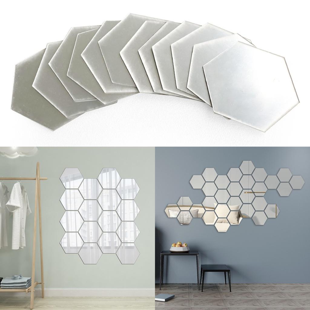 10 PCS Hexagon Acrylic Mirror Wall Stickers Plate Self Adhesive Mirror Sticker Mirrors for Wall Decor,Wedding Table Centerpiece Art Wall Decoration