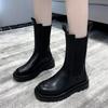 Модные новые роскошные ботинки челси женские ботильоны модные зимние туфли короткие ботинки на платформе женские брендовые ботинки на толстом каблуке черные