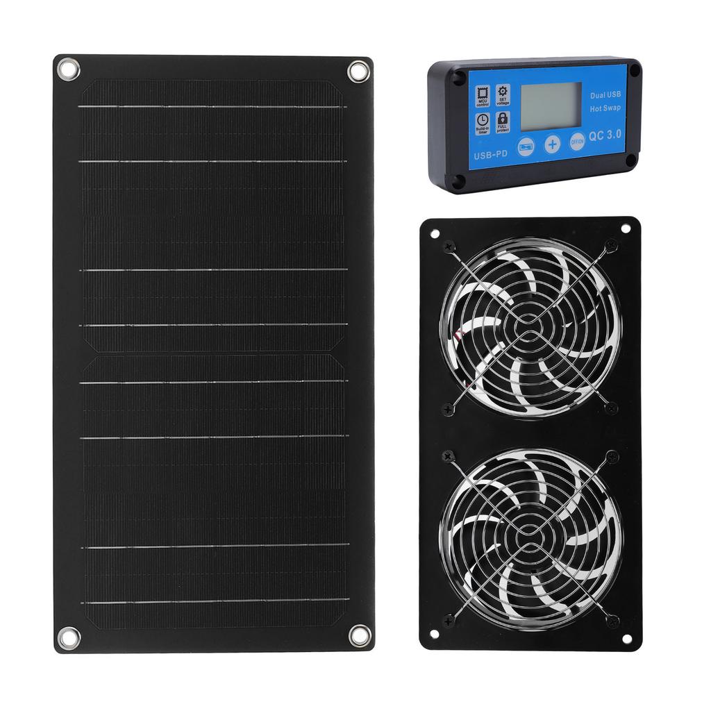 Solar powered fan, 6 inch solar dual exhaust fan kit, low noise dual cooling ventilation valve