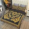 Baroque Bedding Set European Style Black Gold Luxurious Duvet Cover Pillowcases 100% Polyester Full Size Home Decor Bedding Set