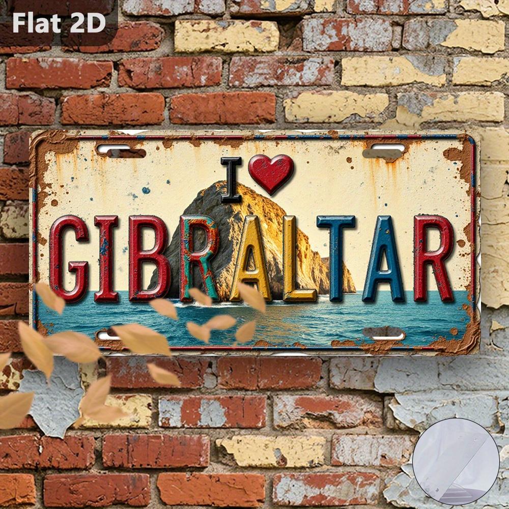 D Flat pc Винтажная жестяная табличка Декоративная табличка Статуэтки (см X см) Гибралтар Знак Гибралтар Фигурки Ретро Металл