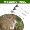 40CM Length Weeding Artifact Uprooting Weeding Tool Steel Weed Puller Garden Tool 4 Teeth Dual Purpose Weeder Remover