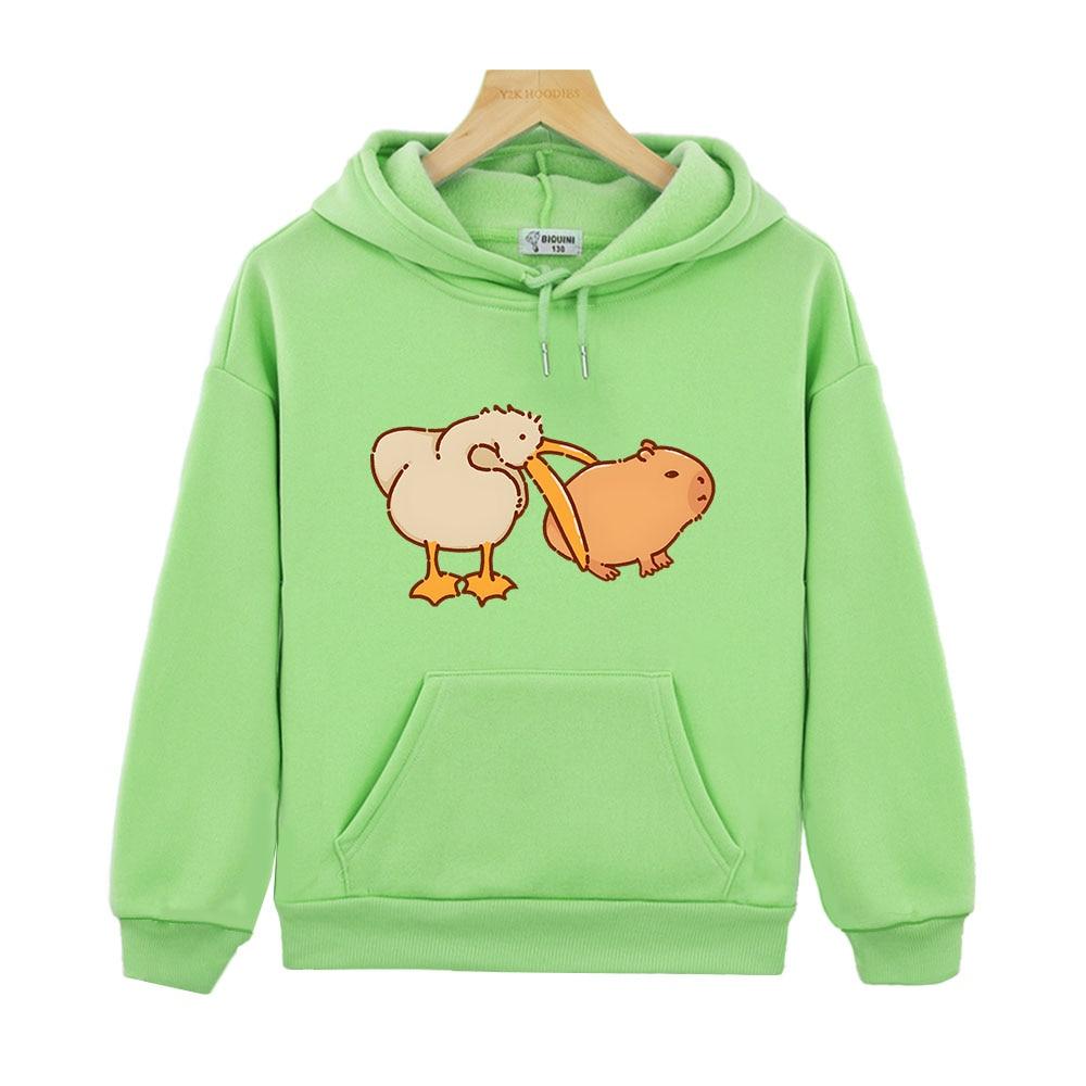Толстовки с капюшоном «Пеликан и капибара», очень милый свитшот, топы с длинными рукавами для мальчиков и девочек, детская одежда для малышей, одежда Y2k, пуловер для детей