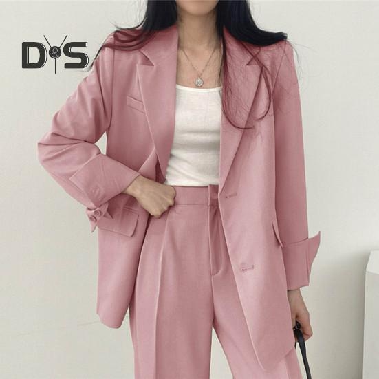 Женский комплект из 2 шт./компл., пальто, брюки, деловой стиль, однобортный кардиган с длинным рукавом и воротником-стойкой, высокая талия, широкие штаны, однотонный цвет
