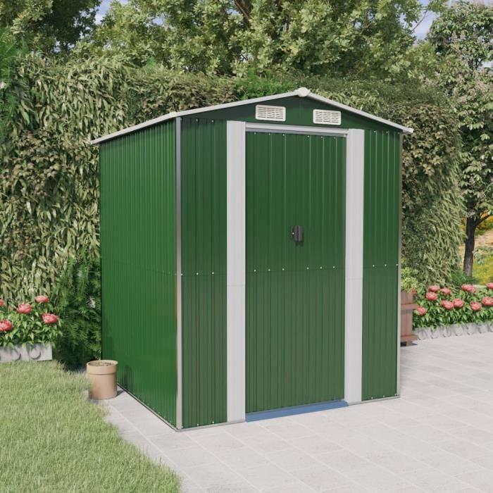 3147427 vidaXL Garden Shed Green 192x191x223 Cm Galvanized Steel