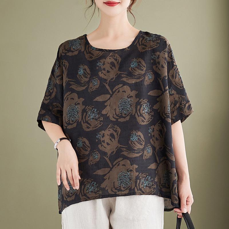 Женская летняя футболка большого размера с круглым вырезом и короткими рукавами, женский пуловер, рубашка Bata, топ для женщин