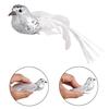 12pcs Artificial Bird Silver Christmas Tree Decorative Bird Ornament with Metal Clip