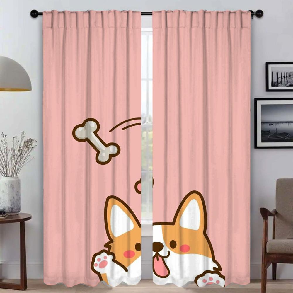 C-Corgi Butt Anti-mosquito Curtains for Living Room Shades Window Curtain Tulle for Bedroom Halloween Decoration Partition Child