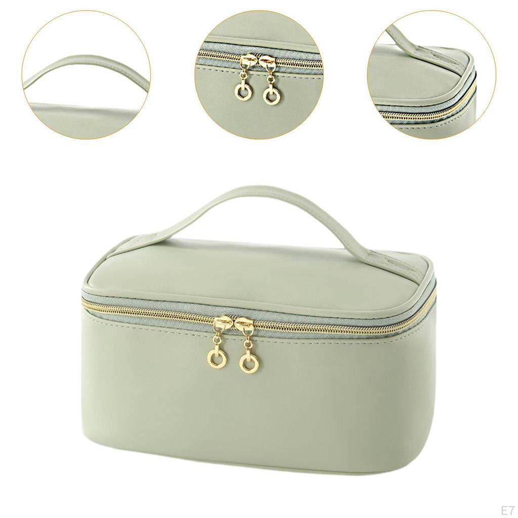 Cosmetic Bag Organizer Lightweight Pouch Essentials with Handle and Divider PU Portable Polyester