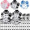 Custom Dog Paw Theme Party Supplies Dog Paw Party Decoration Pennant Disposable Tableware Paper Cup Tablecloth