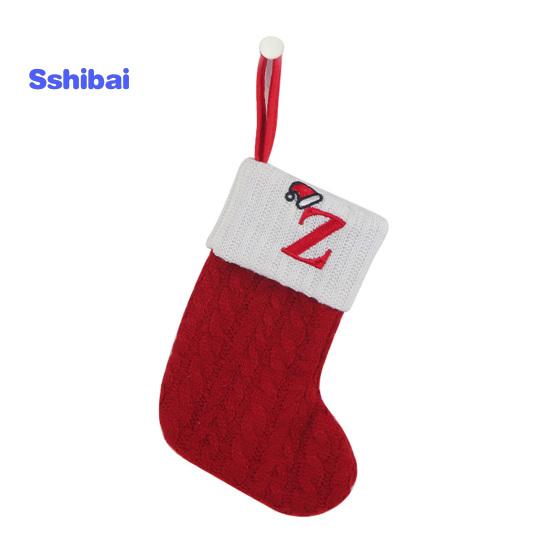 Рождественский чулок с вышитой буквой и подвесной веревкой, тонкая работа, рождественский чулок, праздничное рождественское украшение