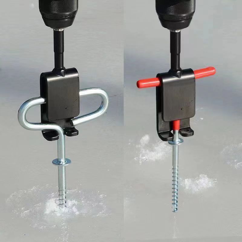 Multi-Functional Ice Anchor Tool Ice Anchor Drill Adapter Threaded Spikes Fishing Shelter Stakes Winter Ice Fishing Supplies