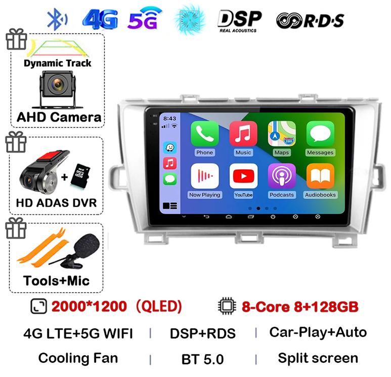 Android 14 Carplay Auto для Toyota Prius 3 XW30 2009 2010 2011 2012 2013-2015 LHD RHD Автомобильный радиоприемник Мультимедийный проигрыватель GPS Стерео DSP