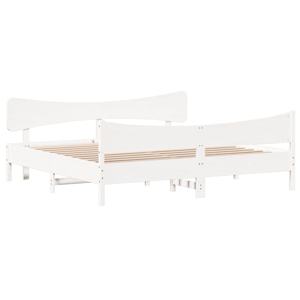 Vidaxl Rama Łóżka Bez Materaca, Biała, 180X200 Cm, Lite Drewno Sosnowe