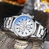 Simple Steel Belt Men's Watch Blue Light Glass Three-eye Quartz Watch Men