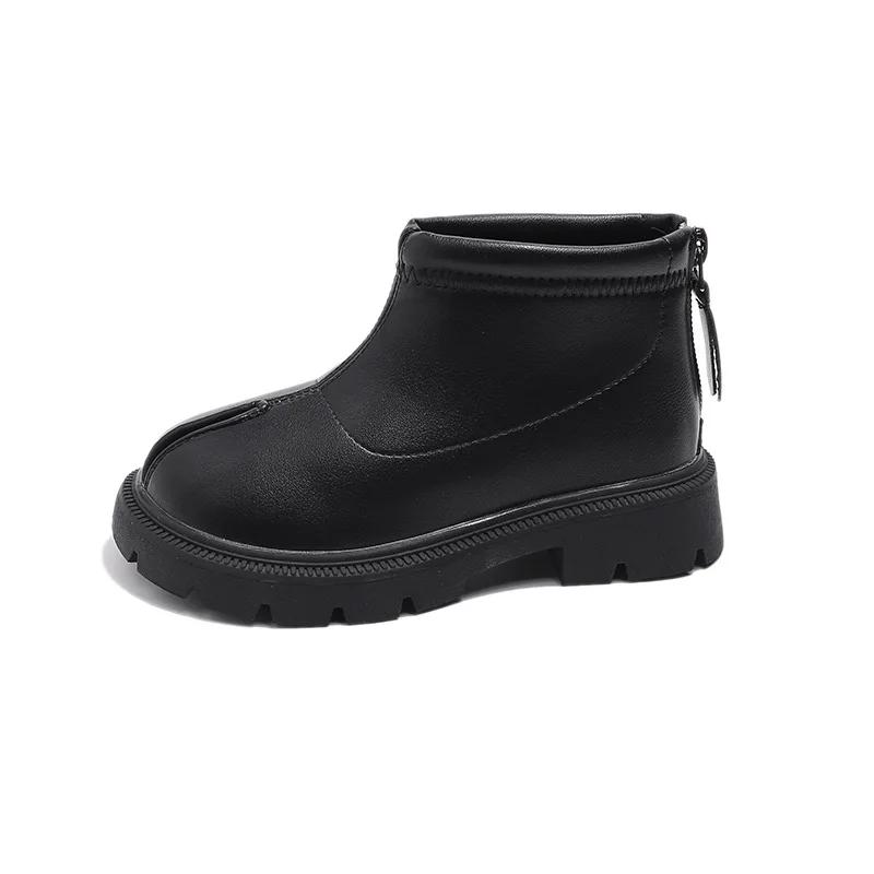 2024 New Winter Children's Boots Causal Black Brown Girls Short Boots Thick Bottom Versatile Kids Fashion Cotton Boots Round-toe