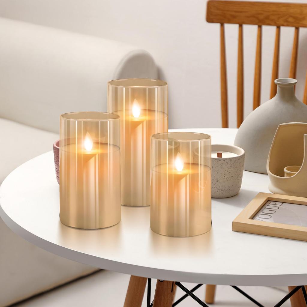 PinnWaa Светодиодная мерцающая стеклянная теплая атмосфера свеча с выделенным пультом дистанционного управления безопасный и мерцающий как настоящий успокаивающий свет для помещения и улицы