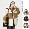 Men's Casual Color Matching Stand-up Neck Cotton-padded Clothes Men's Winter New Handsome Simple Trend Versatile Couple Bread Clothes