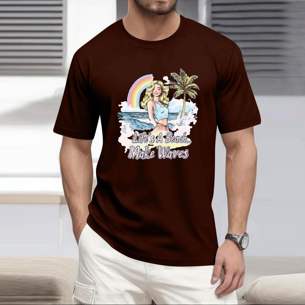 Мужская рубашка с воротником-стойкой и коротким рукавом, свободная рубашка для отдыха и отдыха, мужская