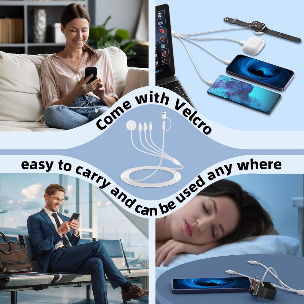 4 In 2 Apple Watch Charger Cable,Multi iPhone Watch Charger Cable - Fast Magnetic iWatch Charger, Compatible with Apple Watch