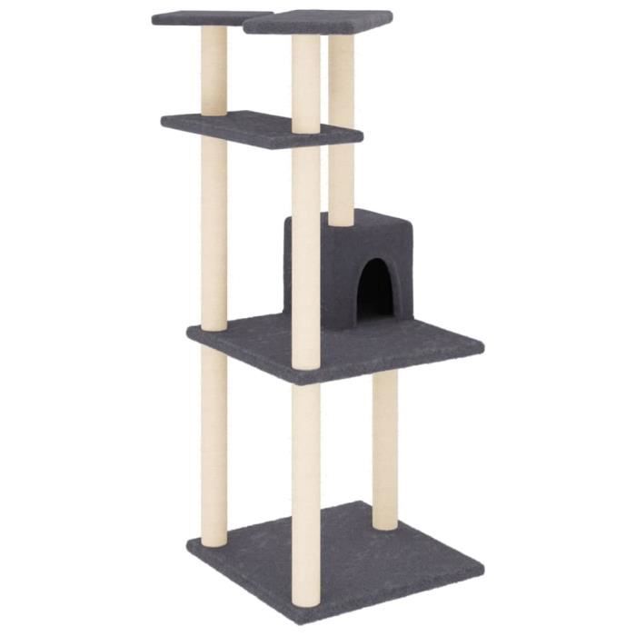 VidaXL Cat Tree with Sisal Scratching Posts Dark Grey 123 Cm 171785