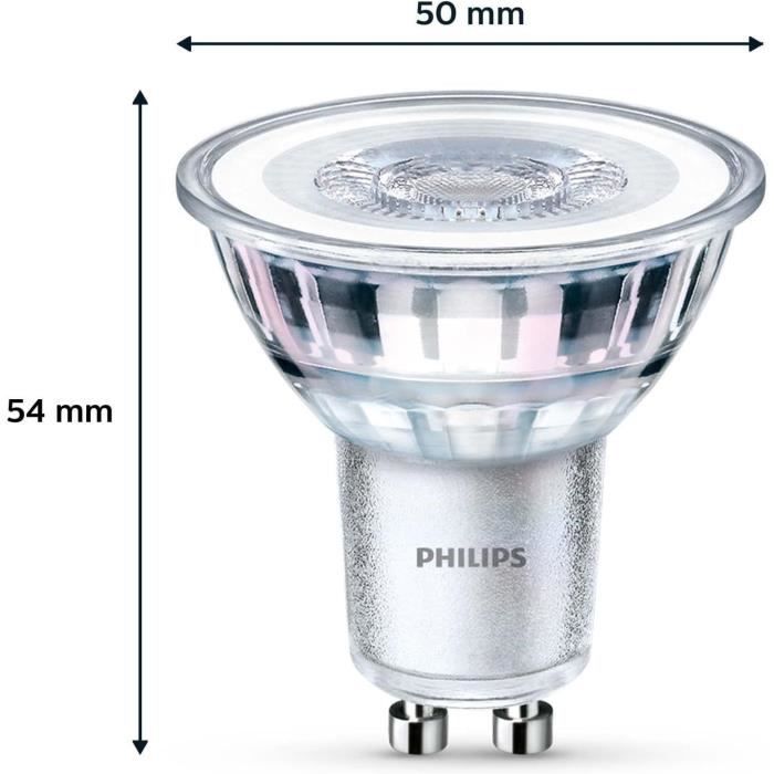 Pack de 3 ampoules LED - PHILIPS - GU10 - 35W - Blanc chaud - Non dimmable