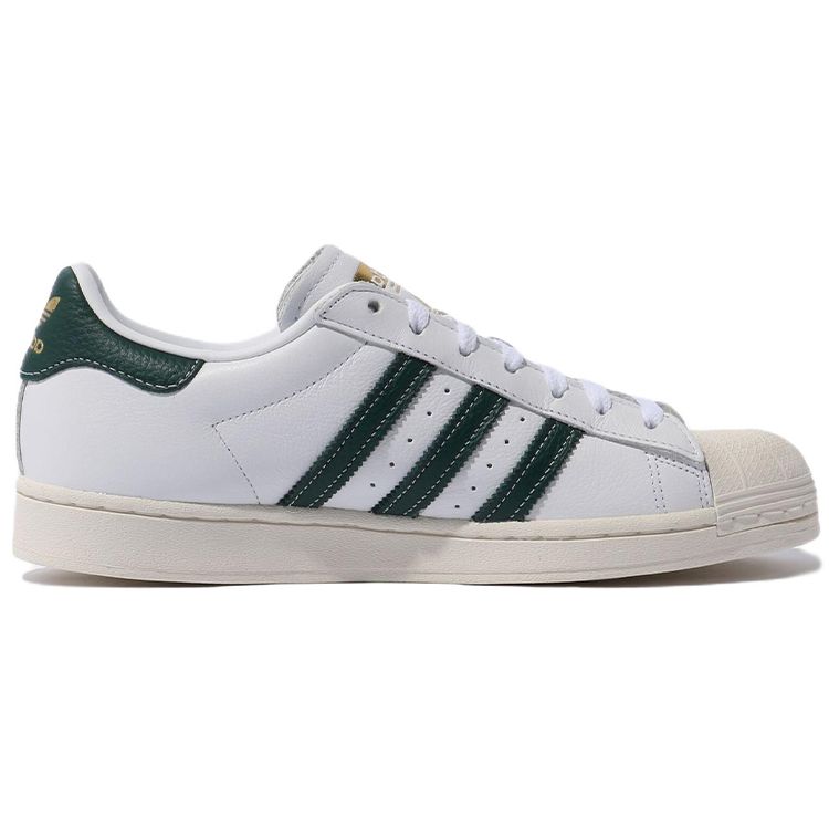 adidas Белые студенческие зеленые кроссовки унисекс Superstar Cloud-White с золотой фольгой GZ1604