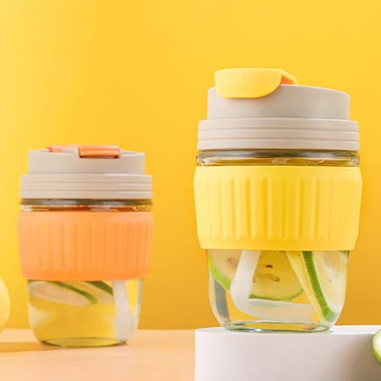 Дорожная кружка Yousheng, 350 мл, противоожоговое уплотнительное силиконовое кольцо, термостойкая, нескользящая, герметичная крышка, портативный стеклянный стакан для питья воды