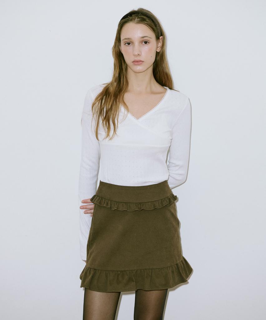 SINOON V-Neck Lace T-Shirt (Cream)