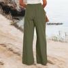 Cotton And Linen Trousers, Summer Wide-Legged Casual Loose High-Waisted Wide-Leg Trousers With Pockets
