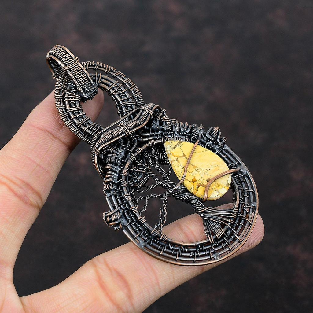 Tree Of Life Brecciated Mookaite Pendant Copper Wire Wrapped Pendant Handmade Jewelry Gemstone Pendant Gift For Mom Beautiful Copper Jewelry