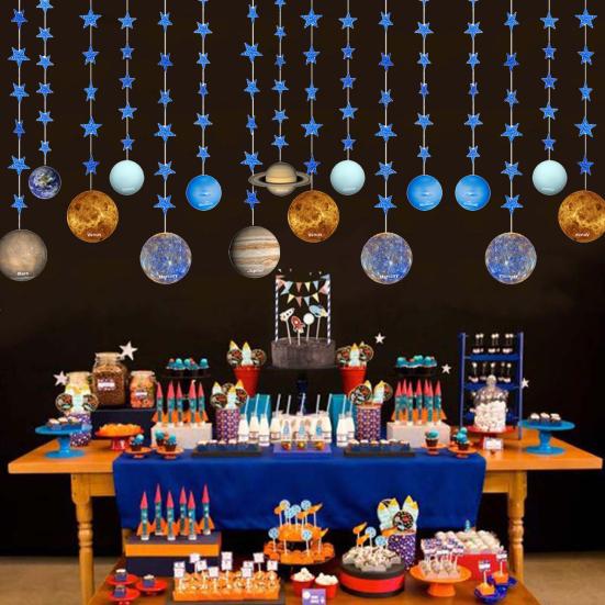 1 комплект подвесной флаг, реалистичный вид, гладкий край с блестящими звездами, износостойкий, широкое применение, Вселенная, восемь планет, настенное украшение