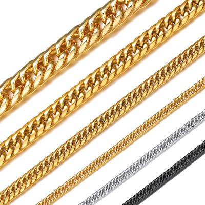 [ChainsHouse] Мужская цепочка Curbside, только цепочка, устойчивая к ржавчине, с покрытием из 18-каратного золота, золотистый и нержавеющая сталь, длина 66 см, ширина 12 мм