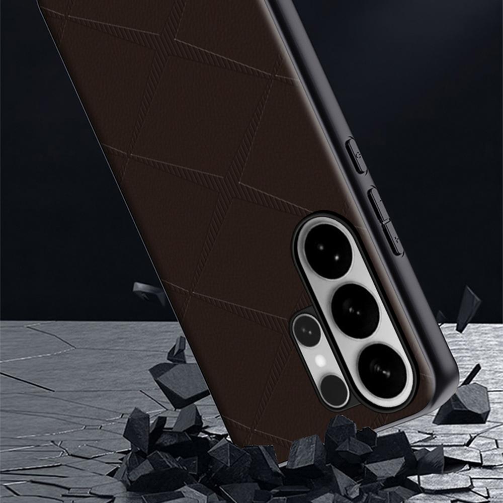 For Samsung Galaxy S25 Ultra Case X-Patterned TPU PU Leather PC Anti-Drop Phone Cover