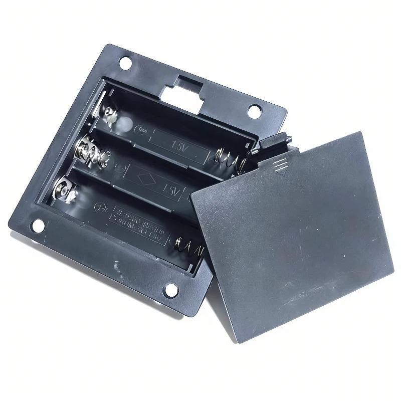 1Pcs New Batteries Plastic Shell 3X Aa Rectangular Embedded Battery Holder Storage Box Case 4.5V With Cover