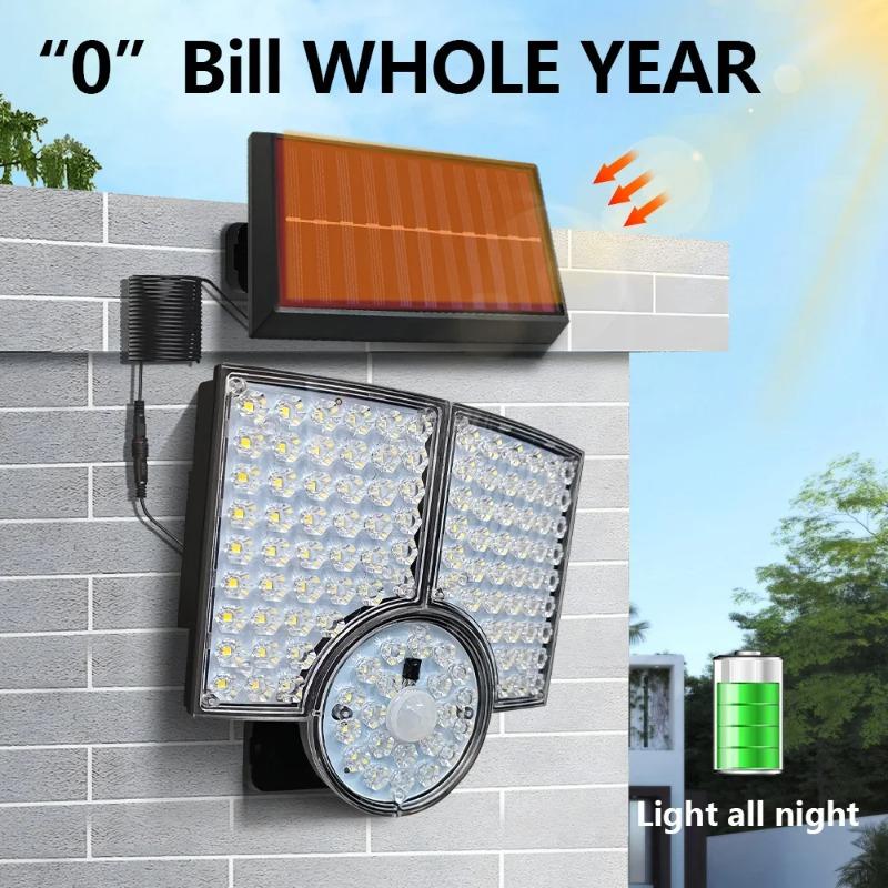 Fan Shaped 150° Rotating Split Solar Wall Light Motion Sensor Outdoor Waterproof Street Light Solar Courtyard Light Street Lamp